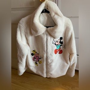 Mickey and Friends white faux fur jacket